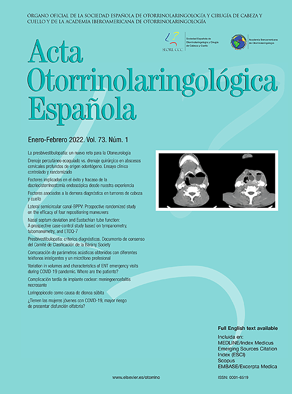 Go to journal home page - Acta Otorrinolaringológica Española