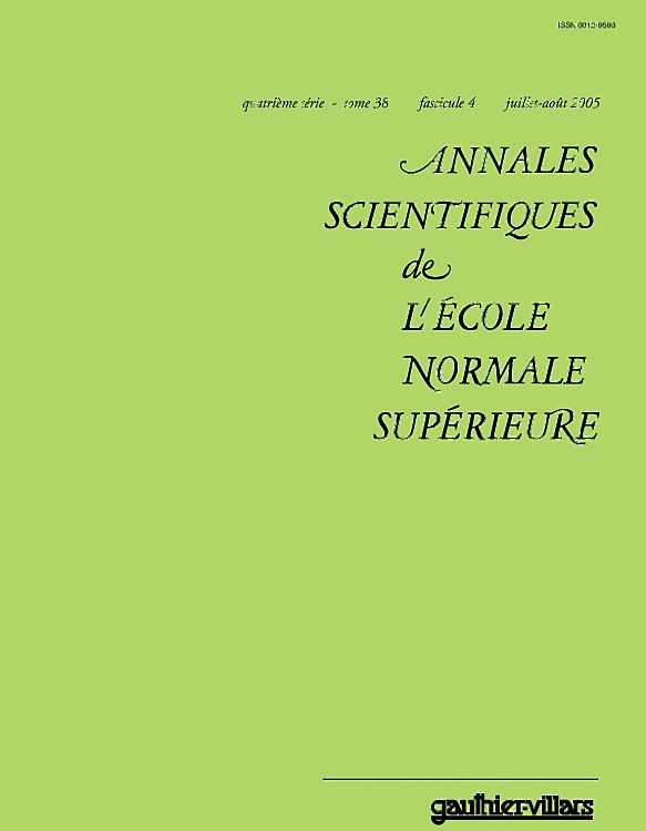 Go to journal home page - Annales Scientifiques de l'École Normale Supérieure