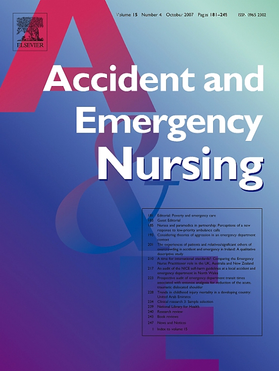 Go to journal home page - Accident and Emergency Nursing